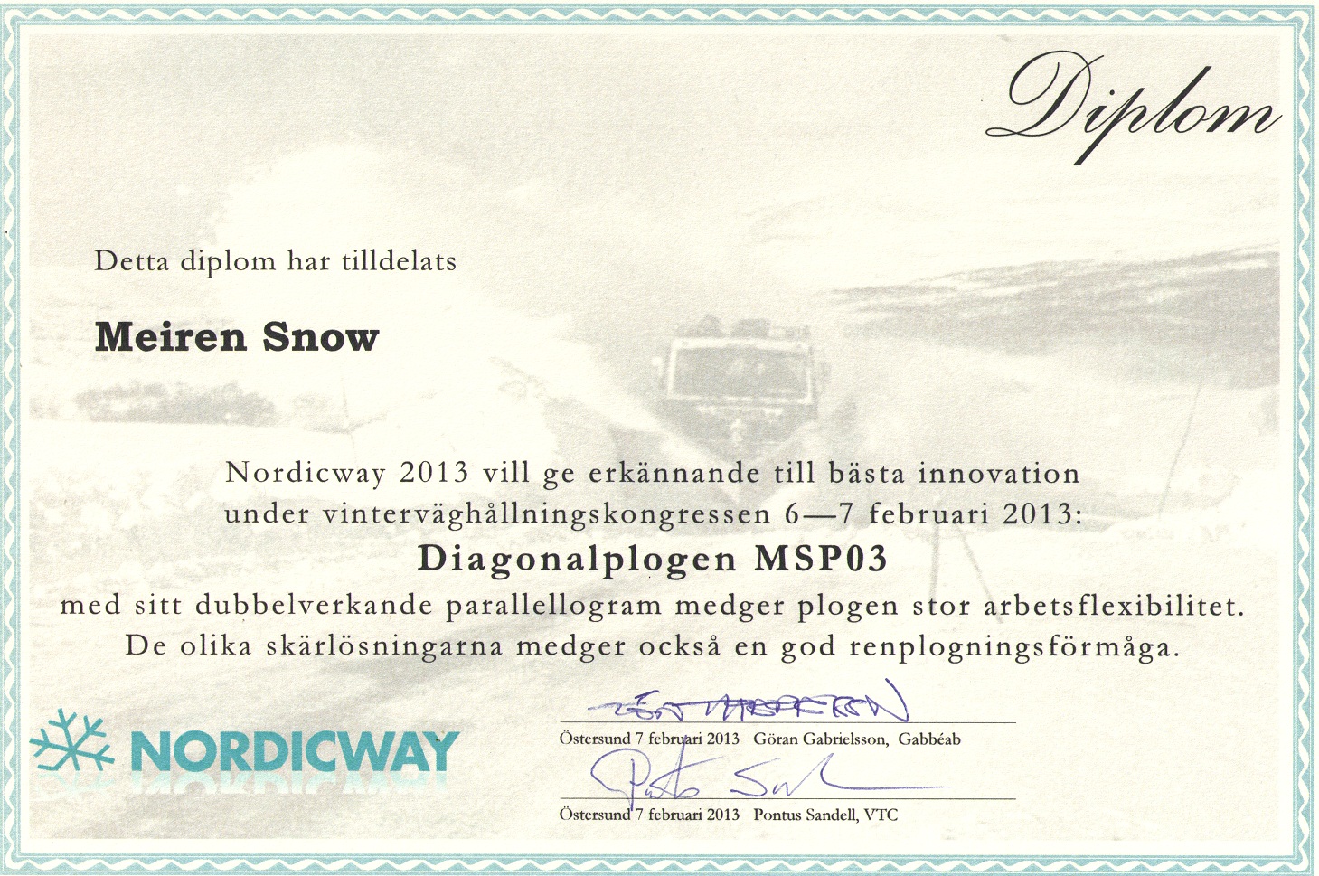 Nordicway innovation award 2013